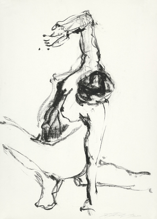 'L'Elan,' charcoal-on-paper drawing by Isabella Gabriel Niang, signed and dated 2004, 70 x 50 cm, to be auctioned June 2 at Bassenge's Modern Art Spring Auction 99. Image courtesy of Bassenge.